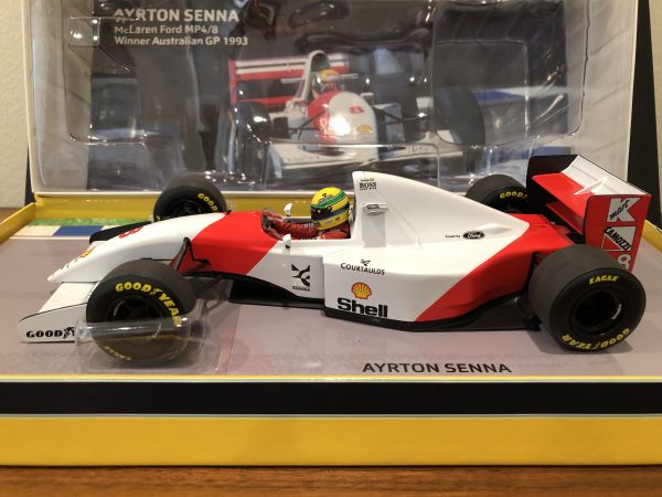 1/18 Minichamps 1993 Formula 1 Ayrton Senna McLaren MP4/8 #8 Winner Australian GP Car Model