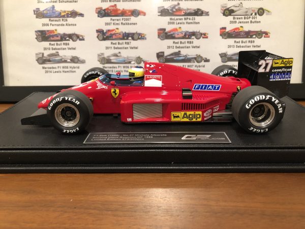 1/18 GP Replicas 1986 Formula 1 Michele Alboreto Ferrari F1/86 #27 2nd Austria GP Car Model with Driver Figure